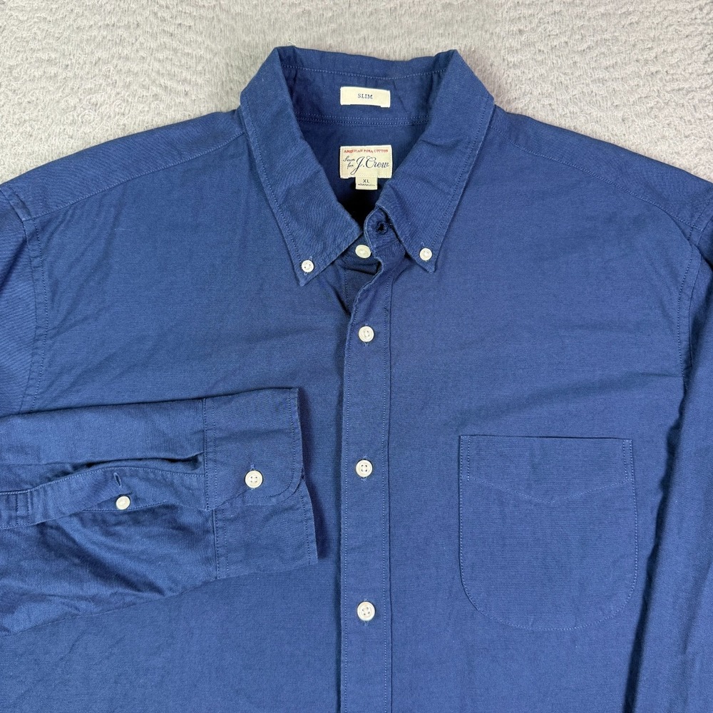 J Crew Shirt Mens XL Blue Slim Cotton Oxford Button Down Woven Long Sleeve OCBD